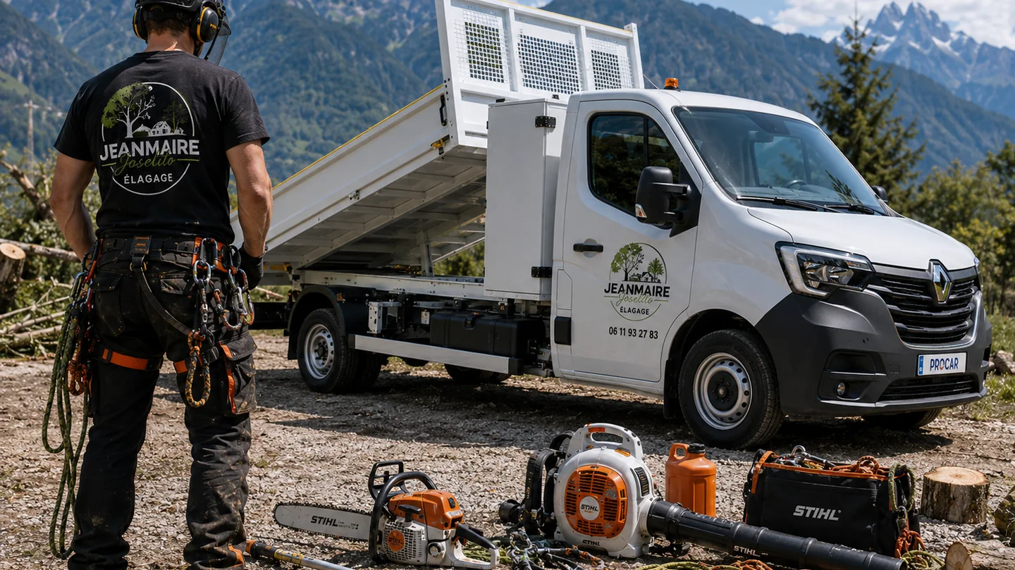 Entreprise d'élagage Jeanmaire Joselito en Haute-Savoie avec élagueur et camion-benne